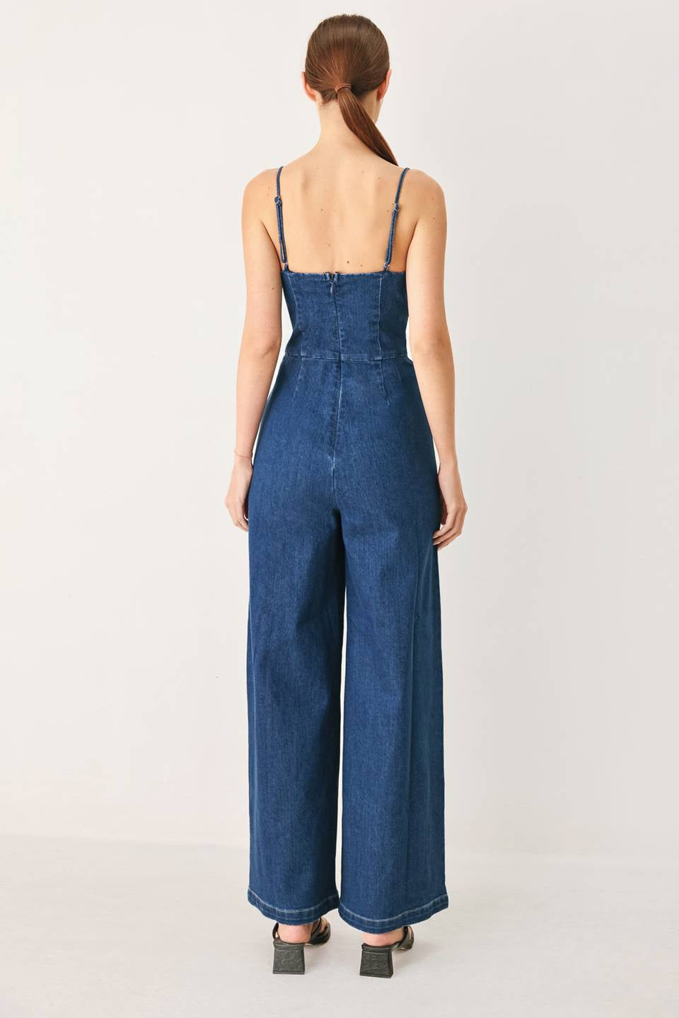 WASHED DENIM CAMI JUMPSUIT