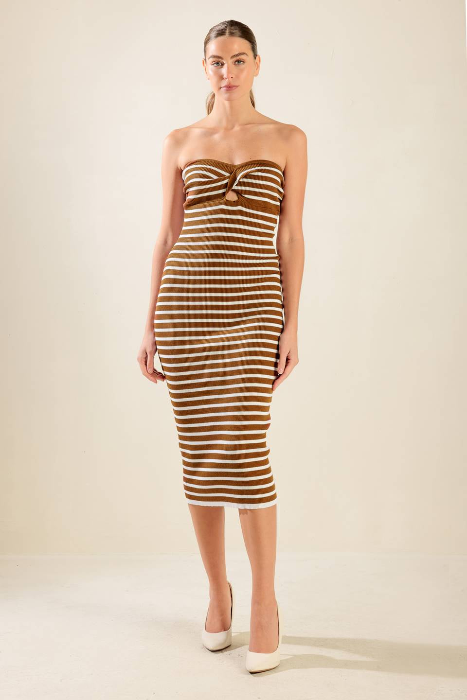 RIBBED STRIPE TUBE DRESS
