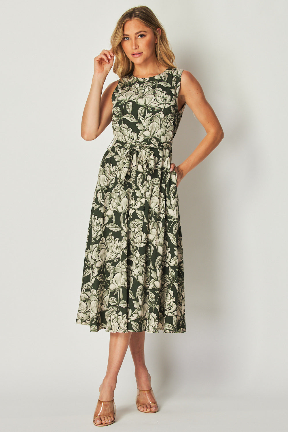 FLORAL PRINTED WOVEN MIDI DRESS