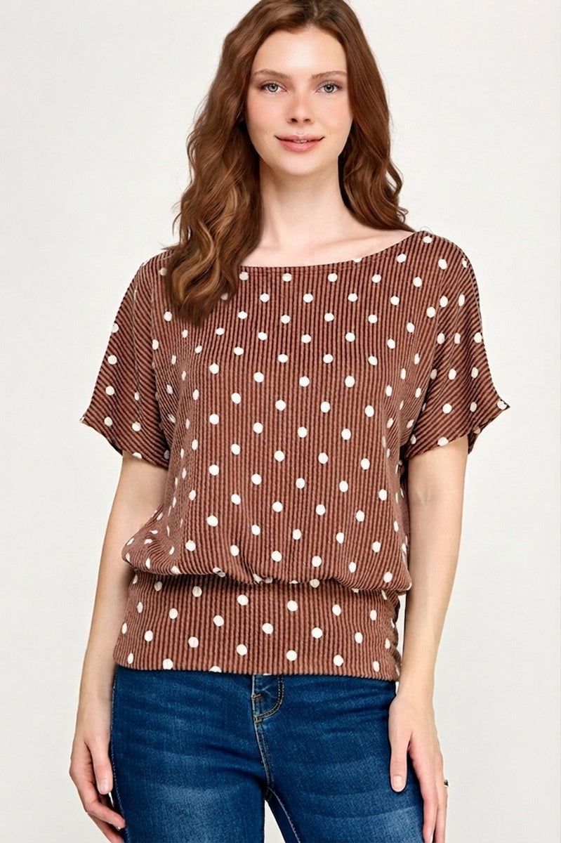 POLKA DOT CURLY RIB  TOP