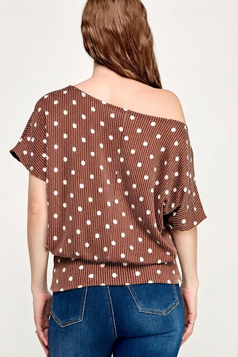 POLKA DOT CURLY RIB  TOP