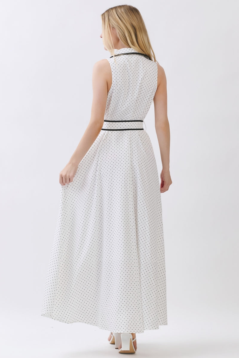 SMALL POLKA DOT PRINTED WOVEN MAXI DRESS