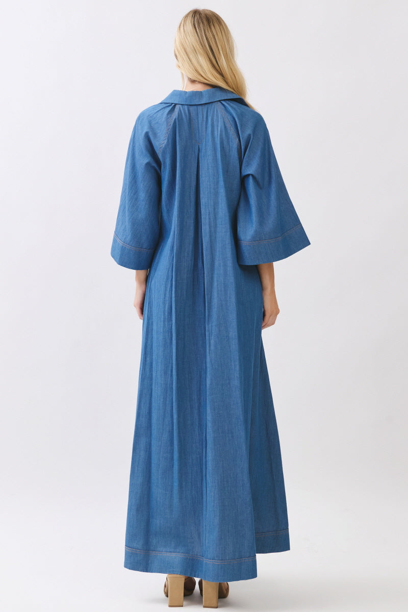 SOLID DENIM MAXI DRESS