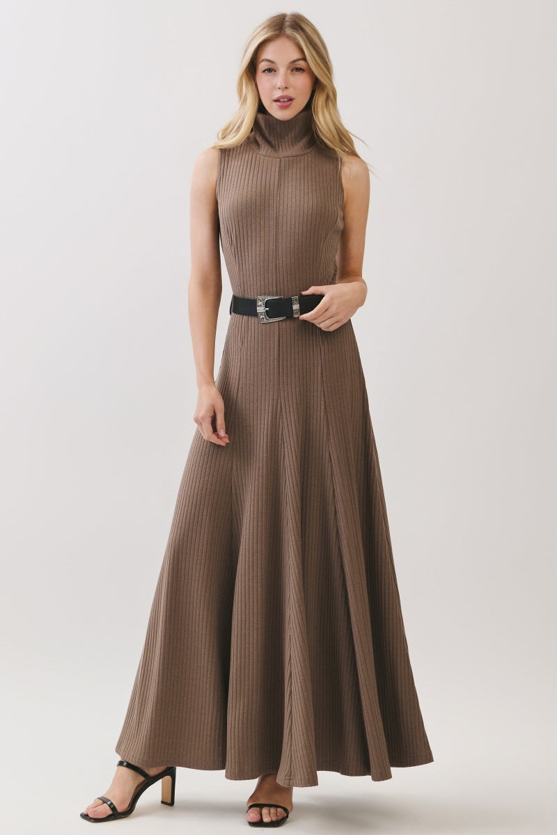 SOLID KNIT RIP JERSEY MAXI DRESS