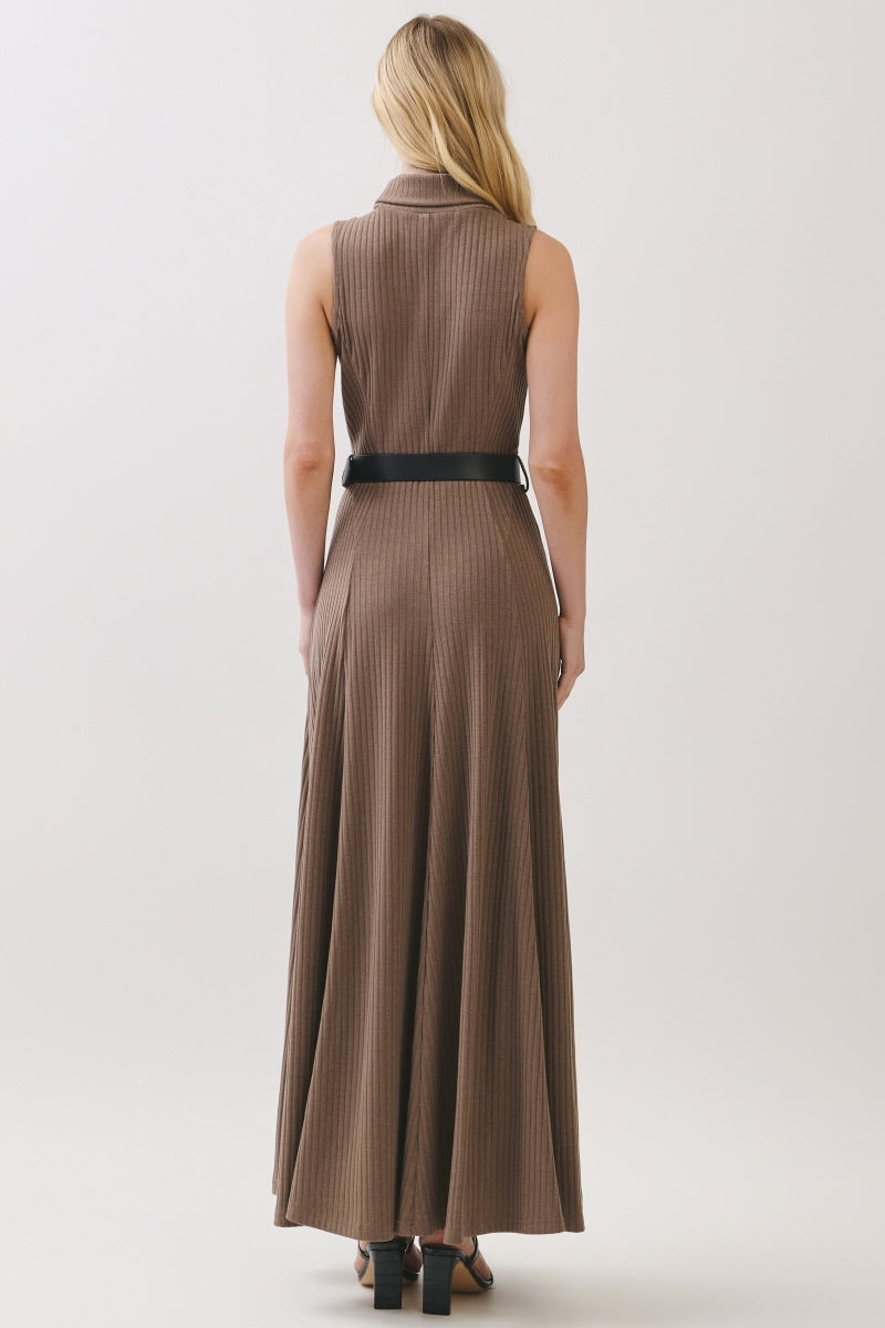 SOLID KNIT RIP JERSEY MAXI DRESS