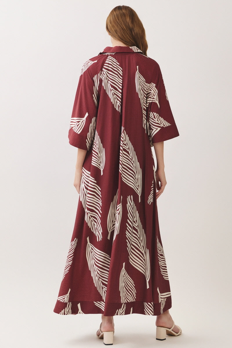 BIG PALM PRINTED MAXI DRESS