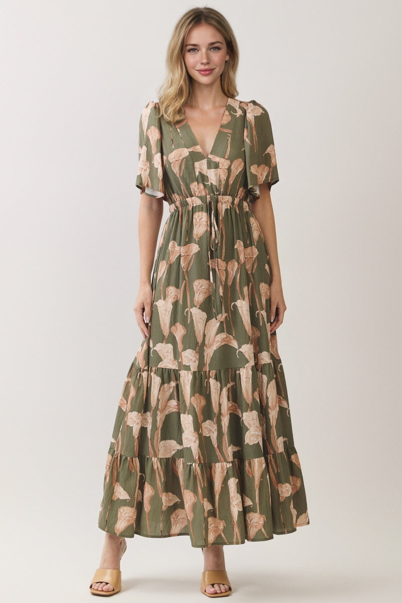 PRINTED WOVEN MAXI DRESS