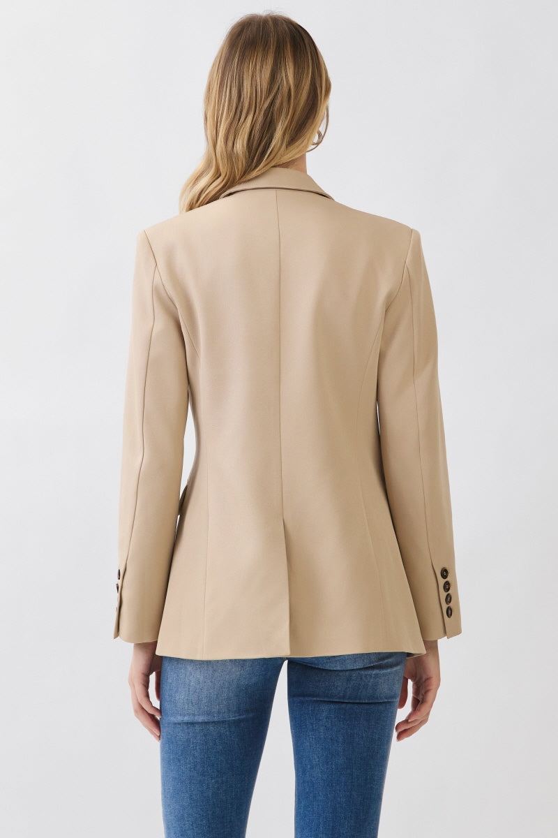 SOLID WOVEN ONE BUTTON BLAZER