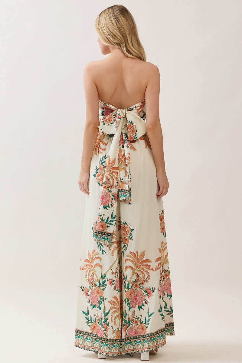 FLORAL BOARDER PRINTED JUMPSUIT