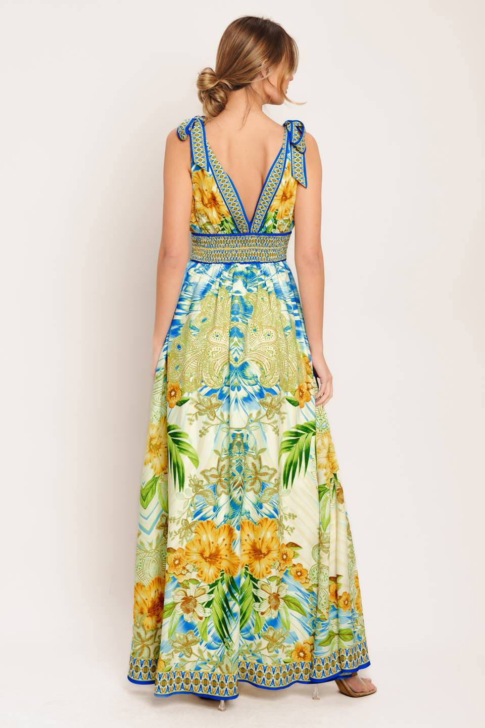 PRINTED WOVEN MAXI DRESS