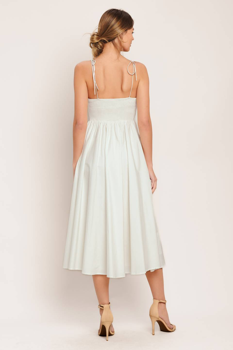 PRINTED WOVEN CAMI MIDI DRESS