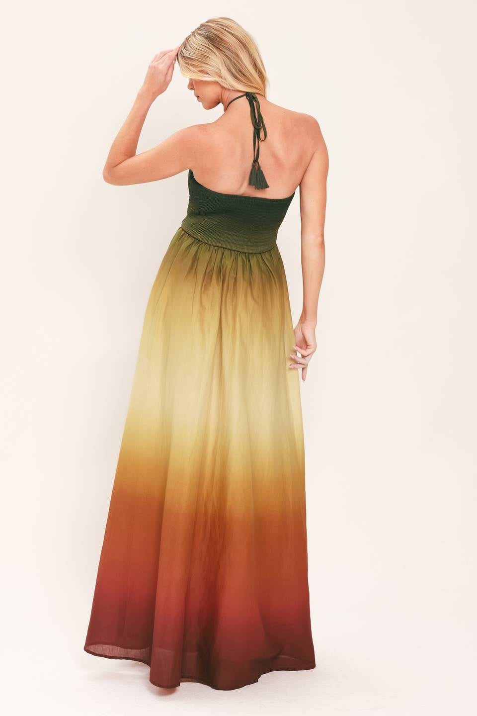 PRINTED WOVEN OMBRE MAXI DRESS