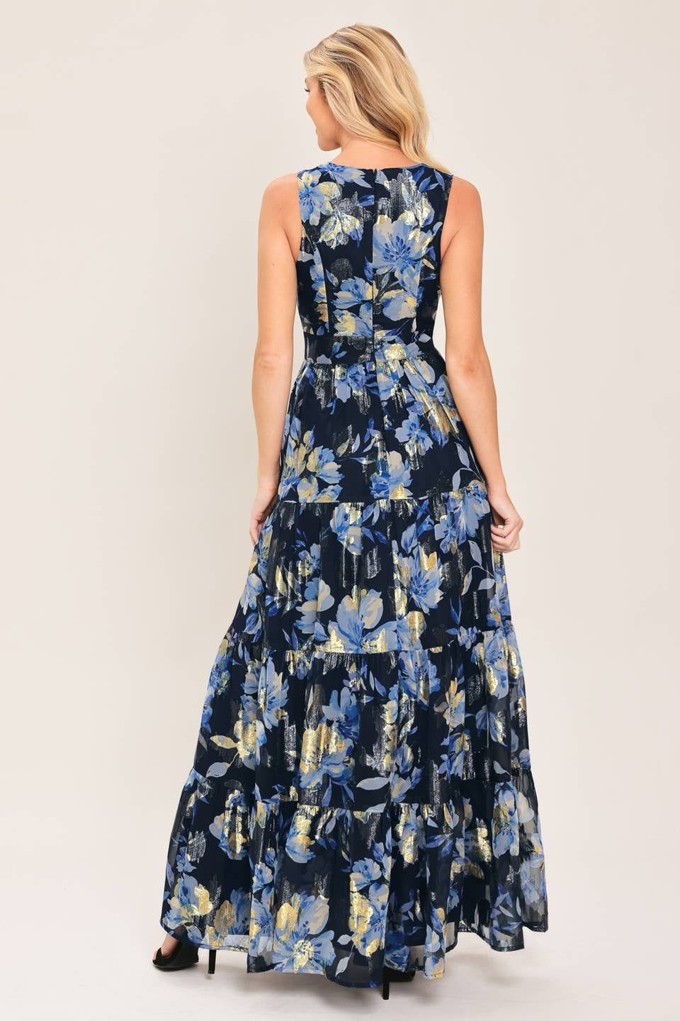 PRINTED JACQUARD WOVEN MAXI DRESS