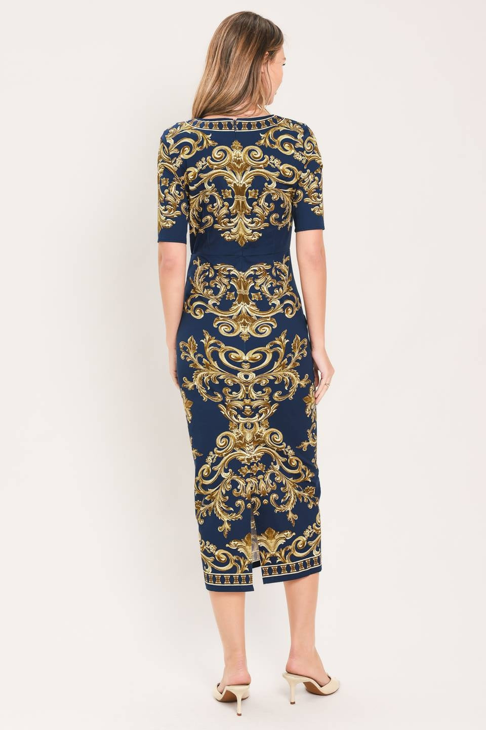 PRINTED WOVEN MIDI DRESS