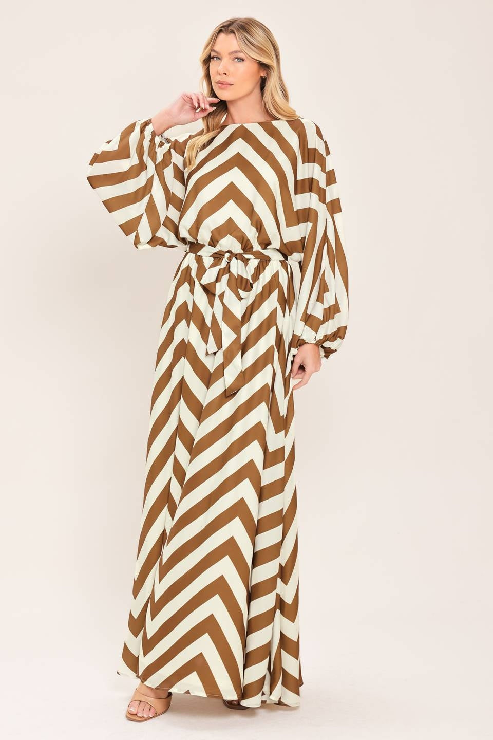 STRIPE WOVEN MAXI DRESS