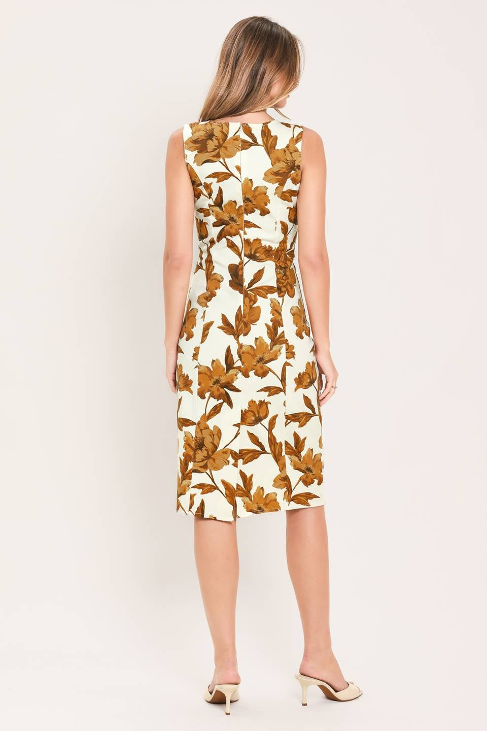 PRINTED WOVEN MIDI DRESS