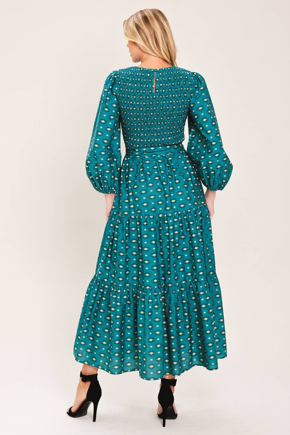 PRINTED WOVEN MIDI DRESS