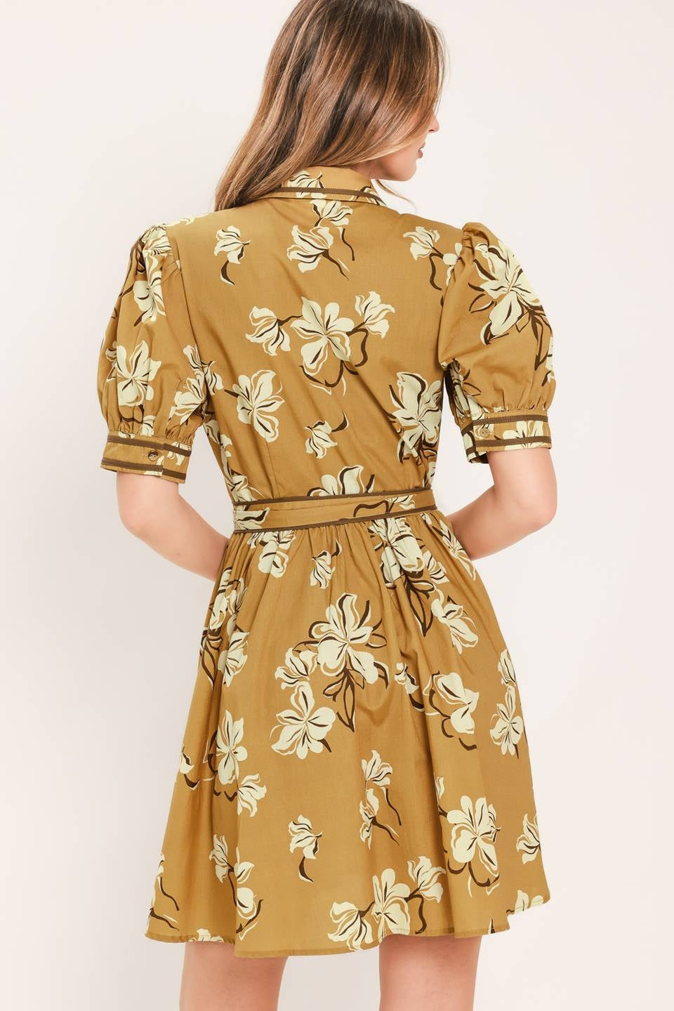 PRINTED WOVEN MINI SHIRT DRESS