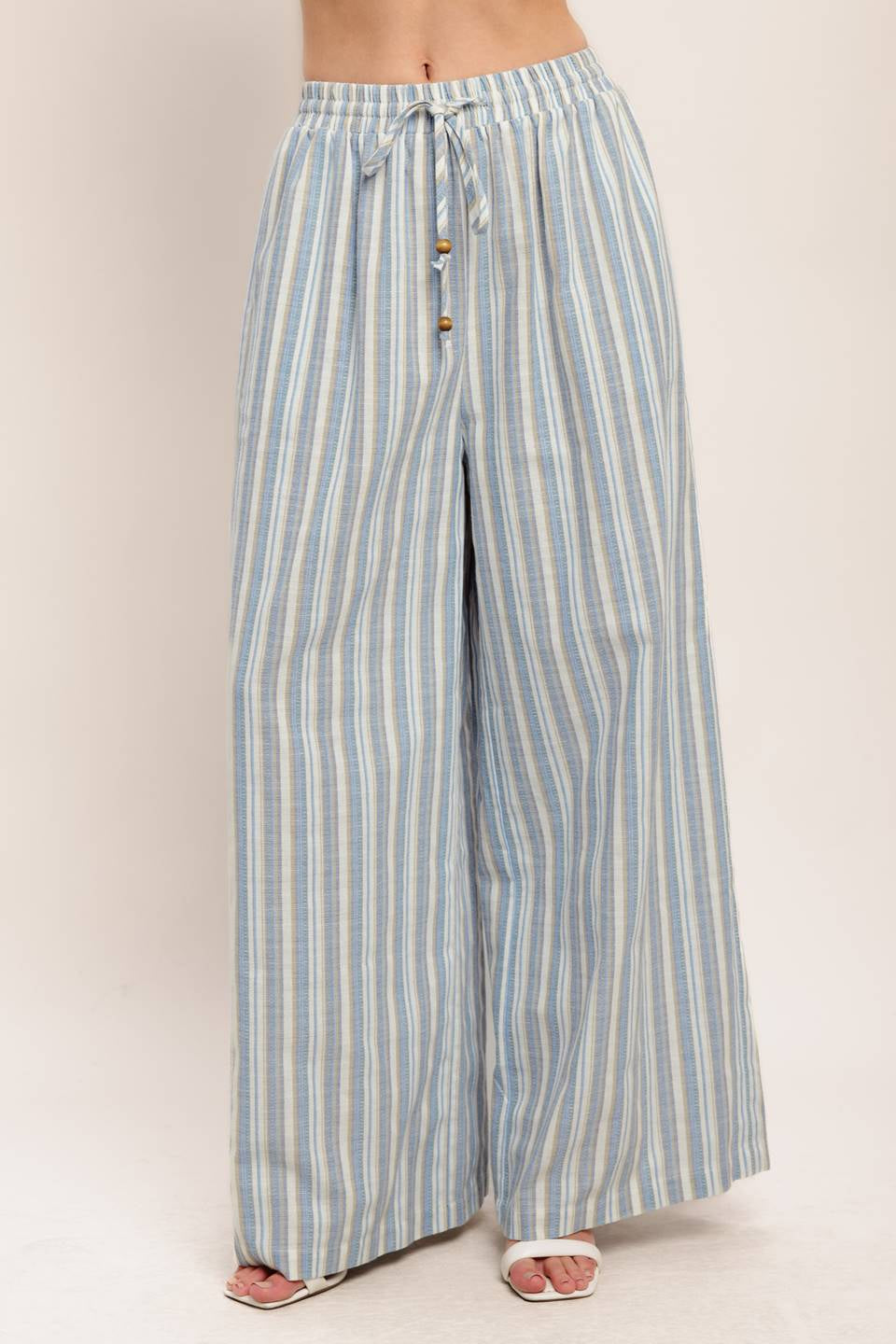 STRIPED WOVEN WIDE LEG PANT