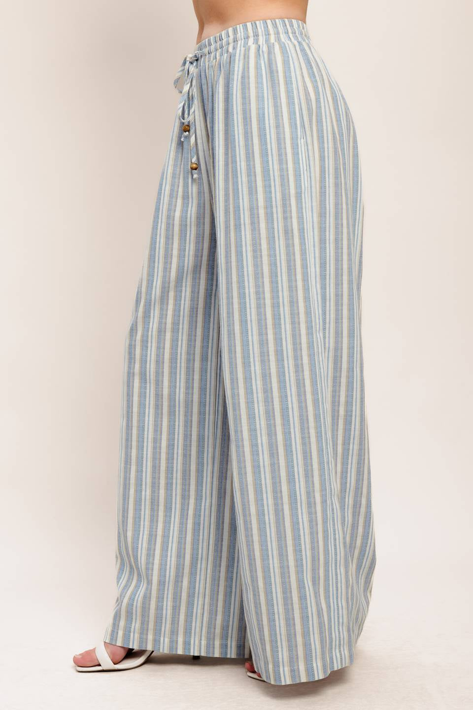 STRIPED WOVEN WIDE LEG PANT