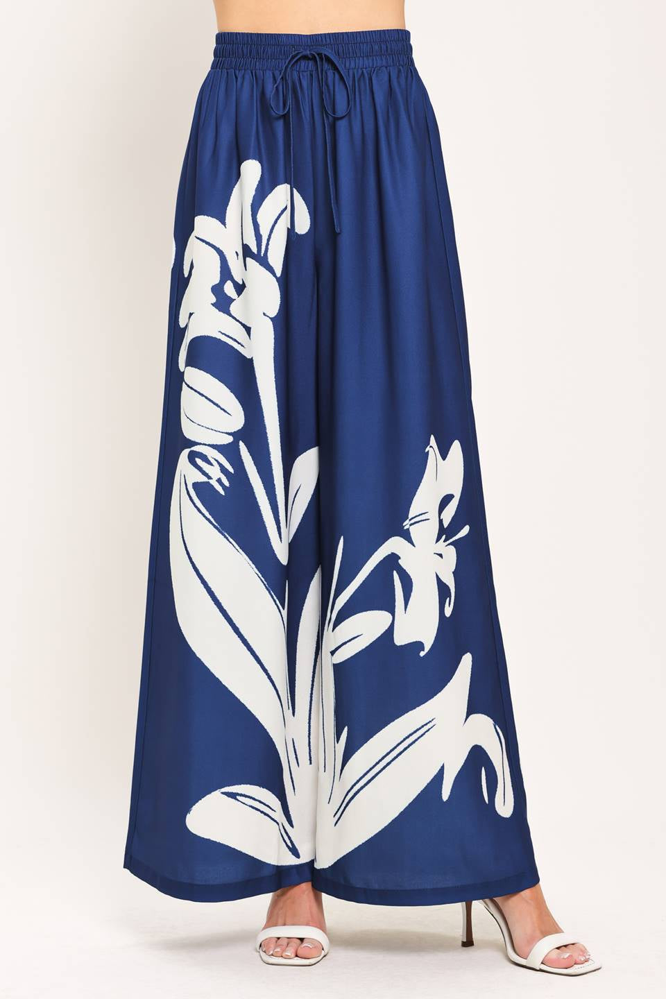 PRINTED WOVEN WIDE LEG PANT