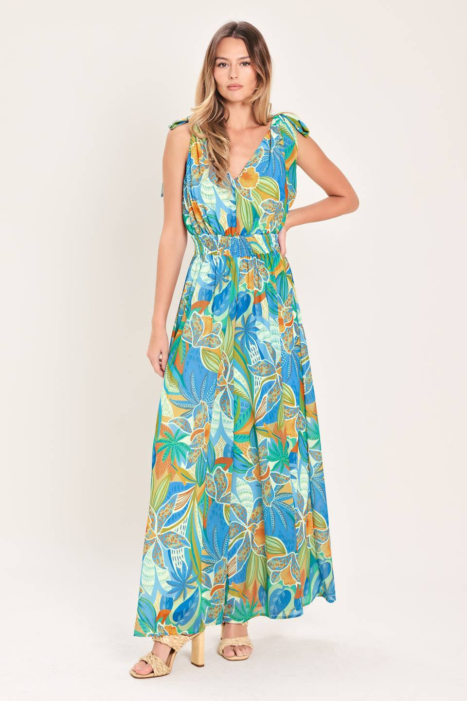 PRINTED WOVEN WIDE LEG JUMPSUIT