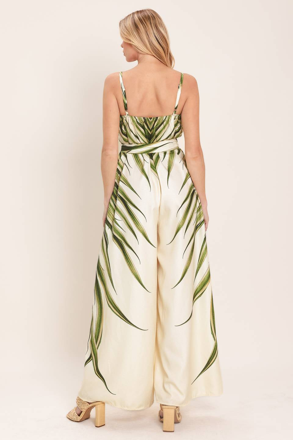 PRINTED WOVEN WIDE LEG JUMPSUIT