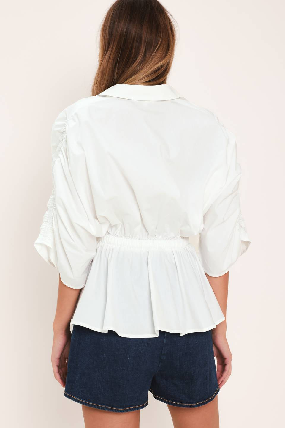 SOLID WOVEN PEPLUM TOP