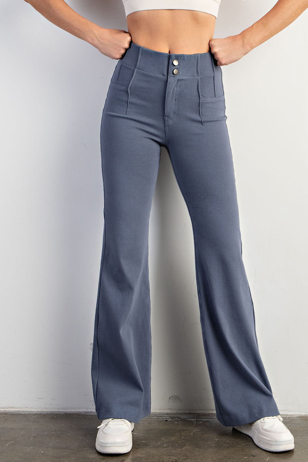 COTTON TWILL FLARED PANTS