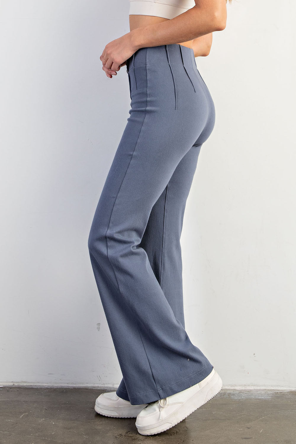 COTTON TWILL FLARED PANTS