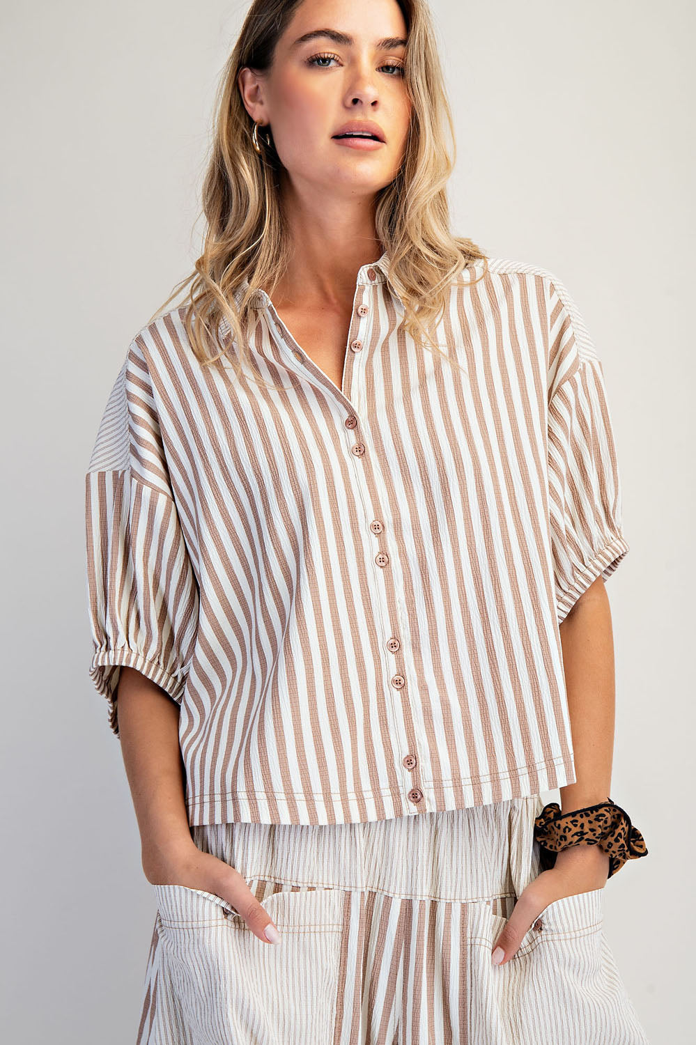 BOXY STRIPED BUTTON DOWN SHIRTS