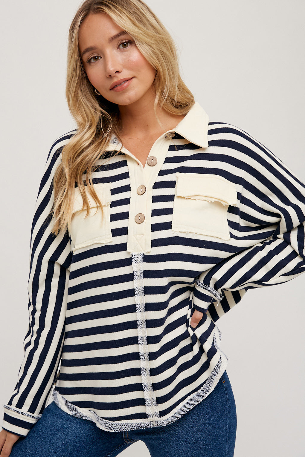 STRIPE DOLMAN KNIT TOP