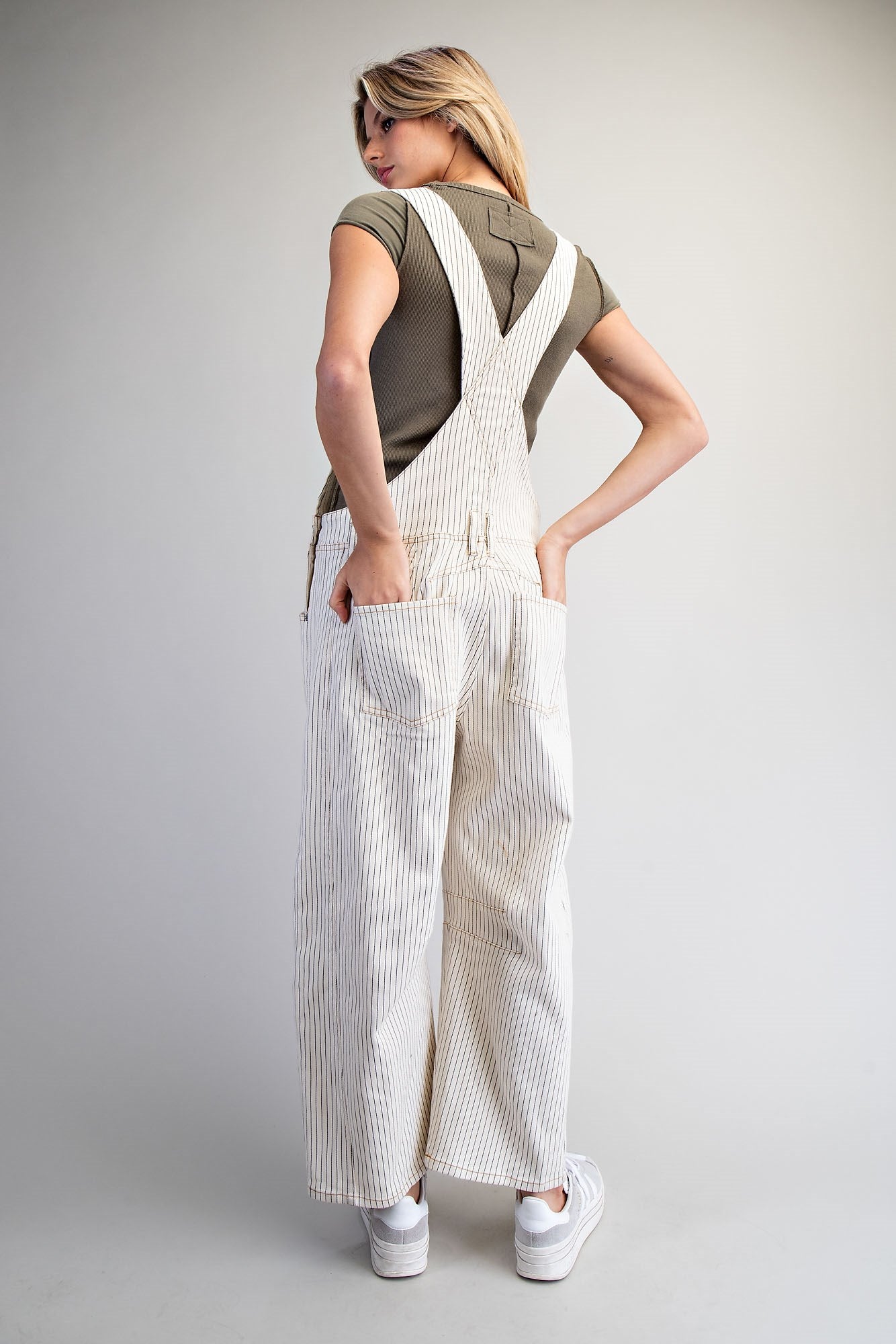 MINERAL WASHED STRIPED JUMPSUIT