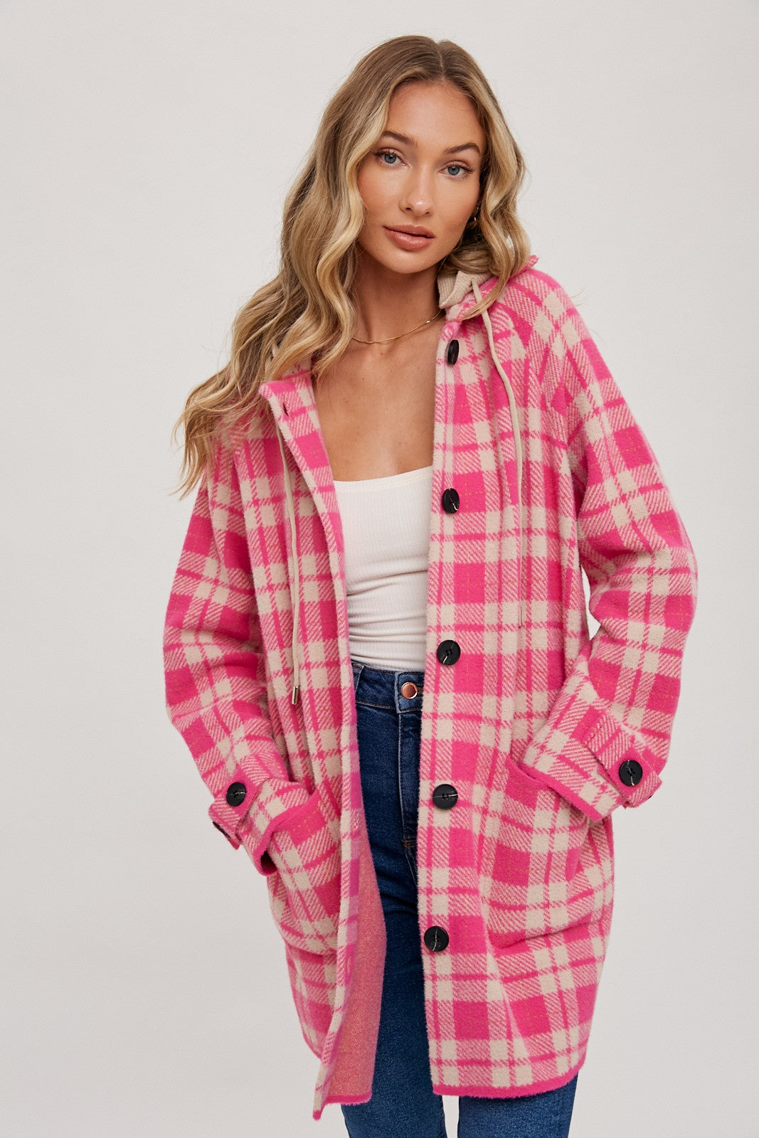 PLAID JACKET WITH HOODIE
