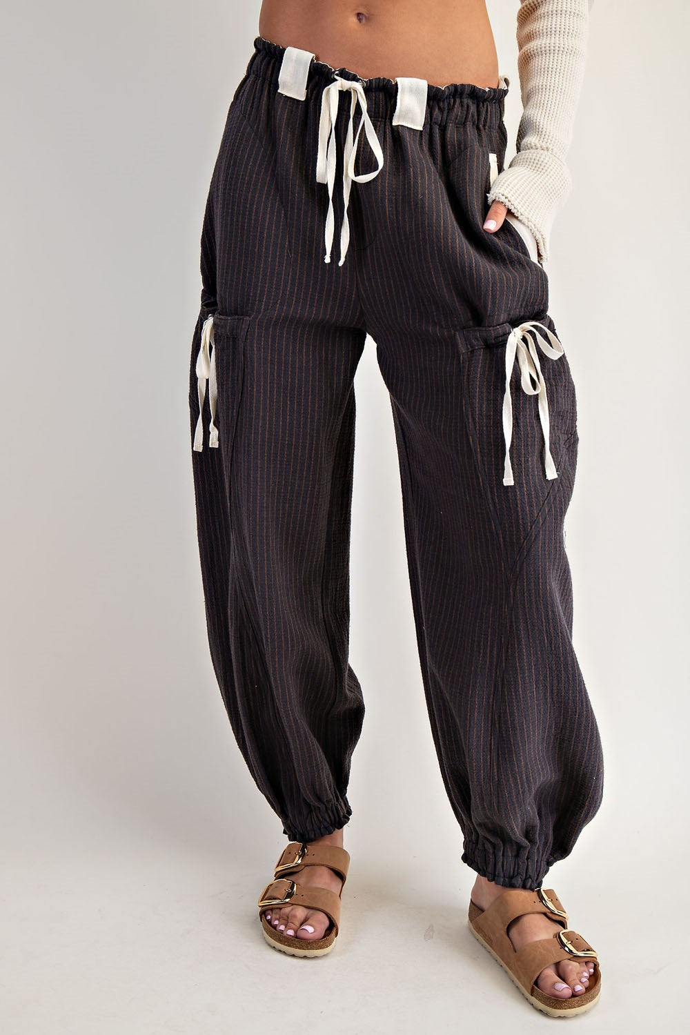 STRIPED DRAWSTRING JOGGER PANTS