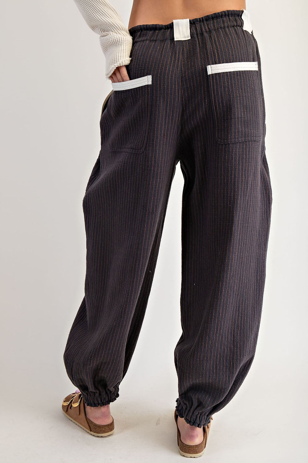 STRIPED DRAWSTRING JOGGER PANTS