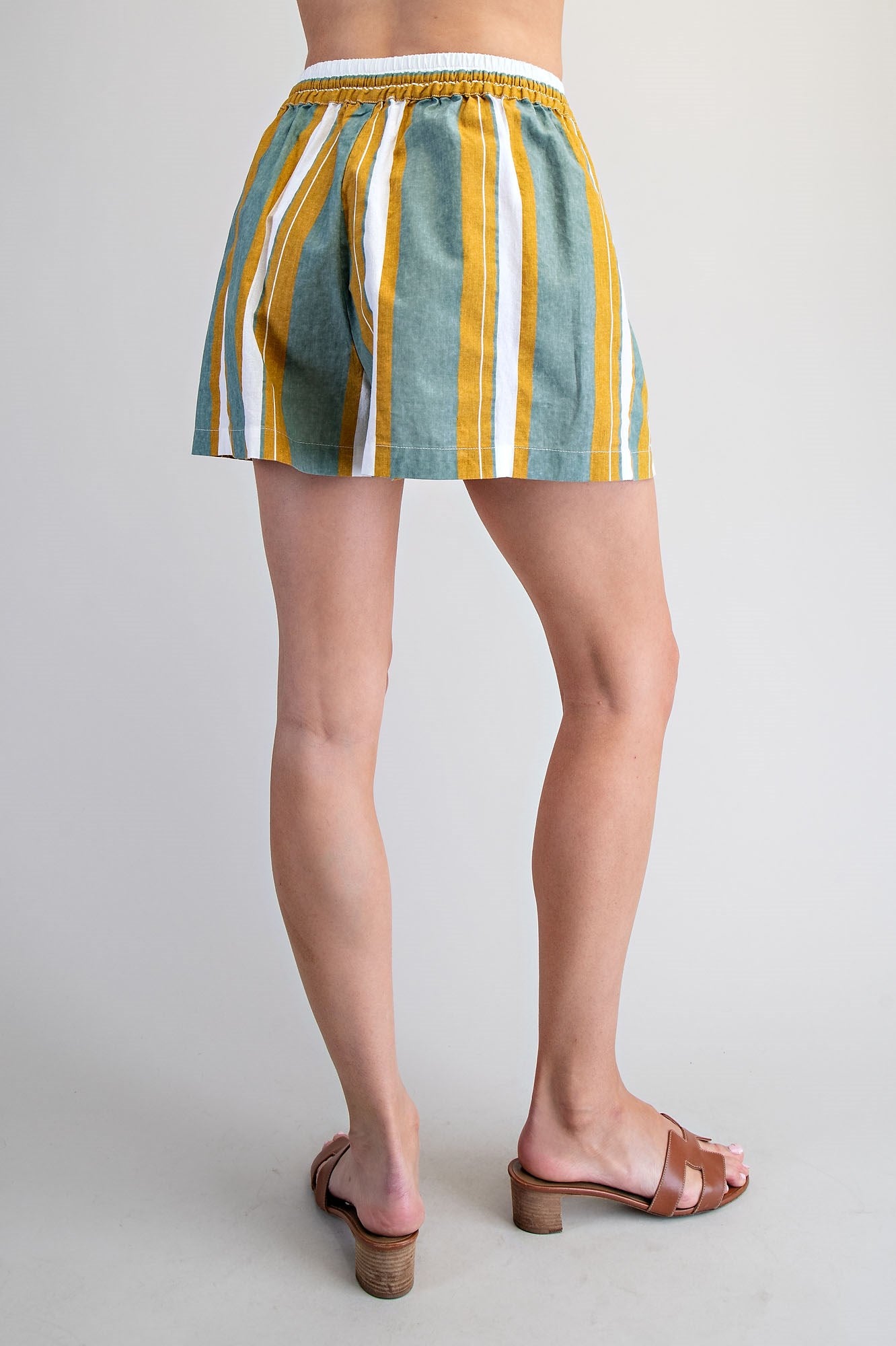 STRIPED ELASTIC WAIST SHORTS