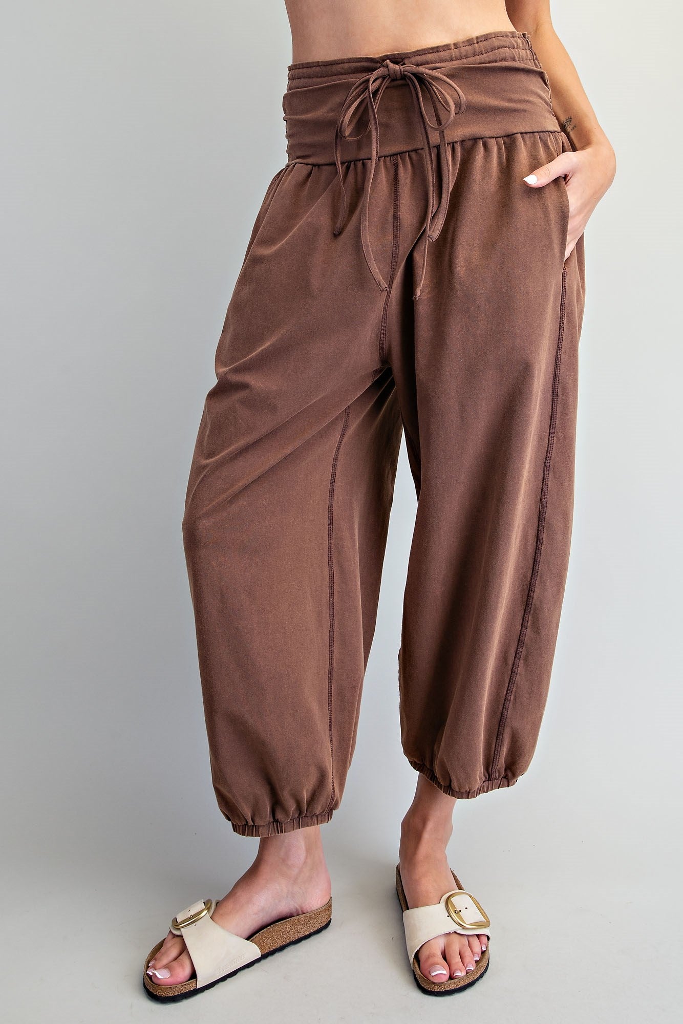 WIDE WAISTBAND SOLID JOGGER PANTS