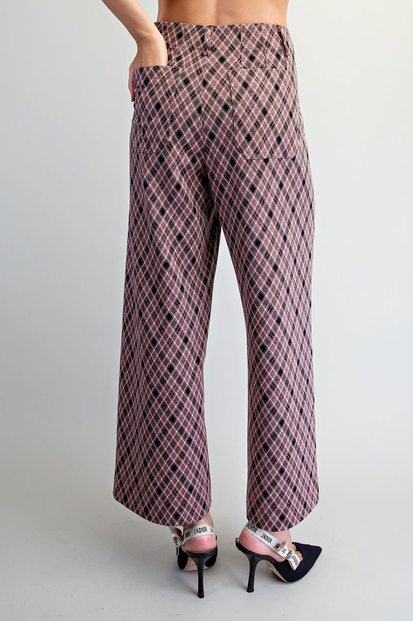 PLAID STRAIGHT LEG PANTS