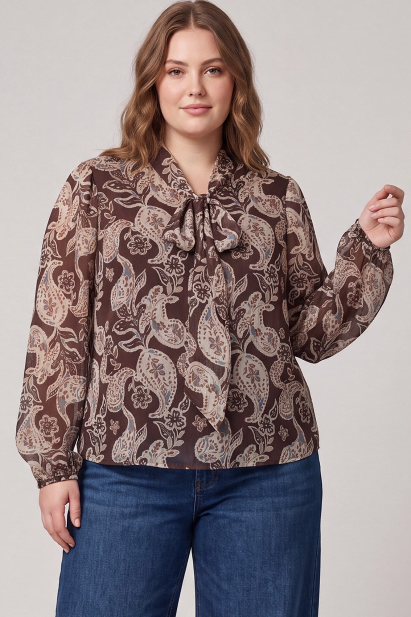PLUS - WOVEN CHIFFON PRINT TOP