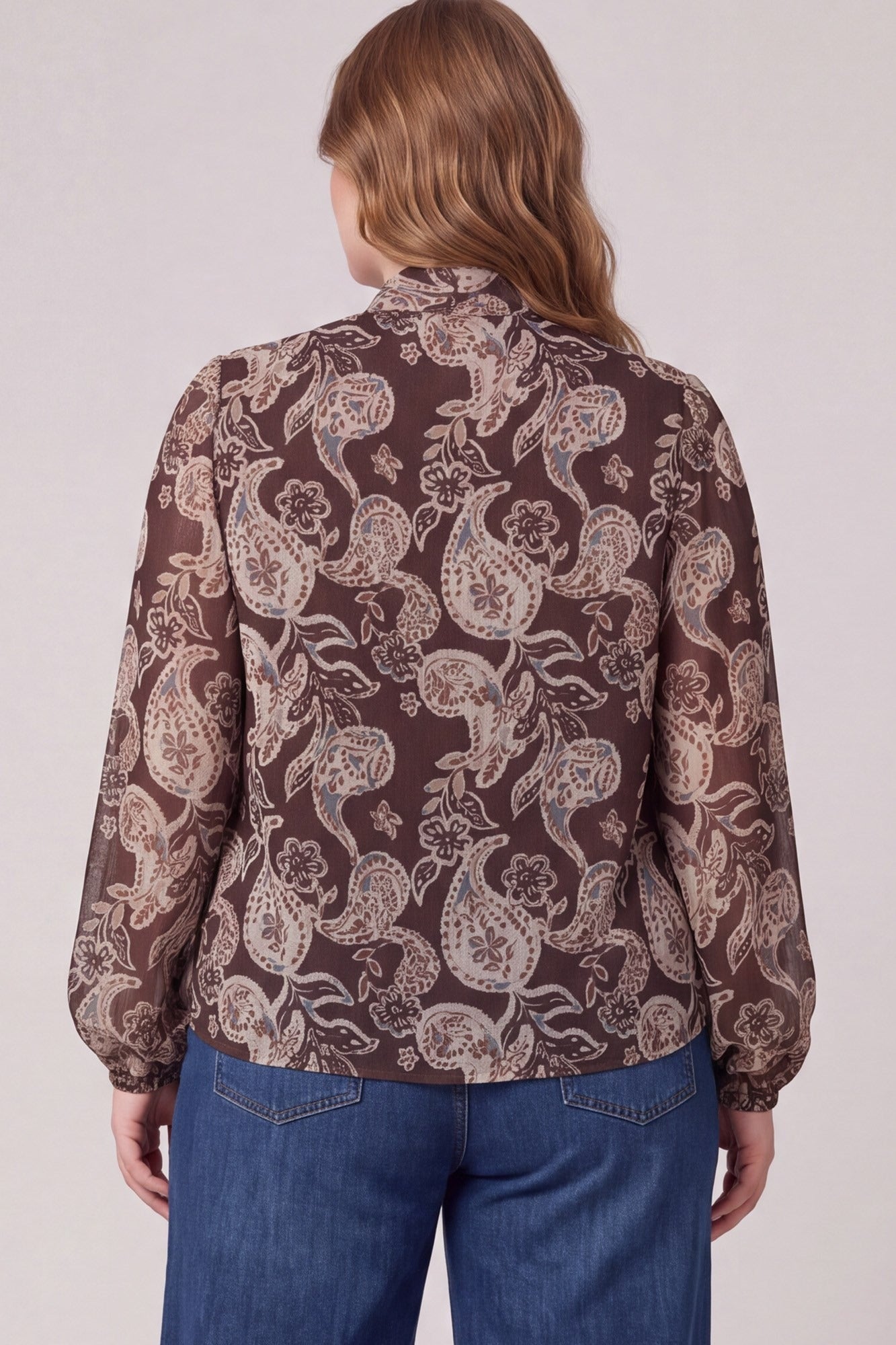 PLUS - WOVEN CHIFFON PRINT TOP