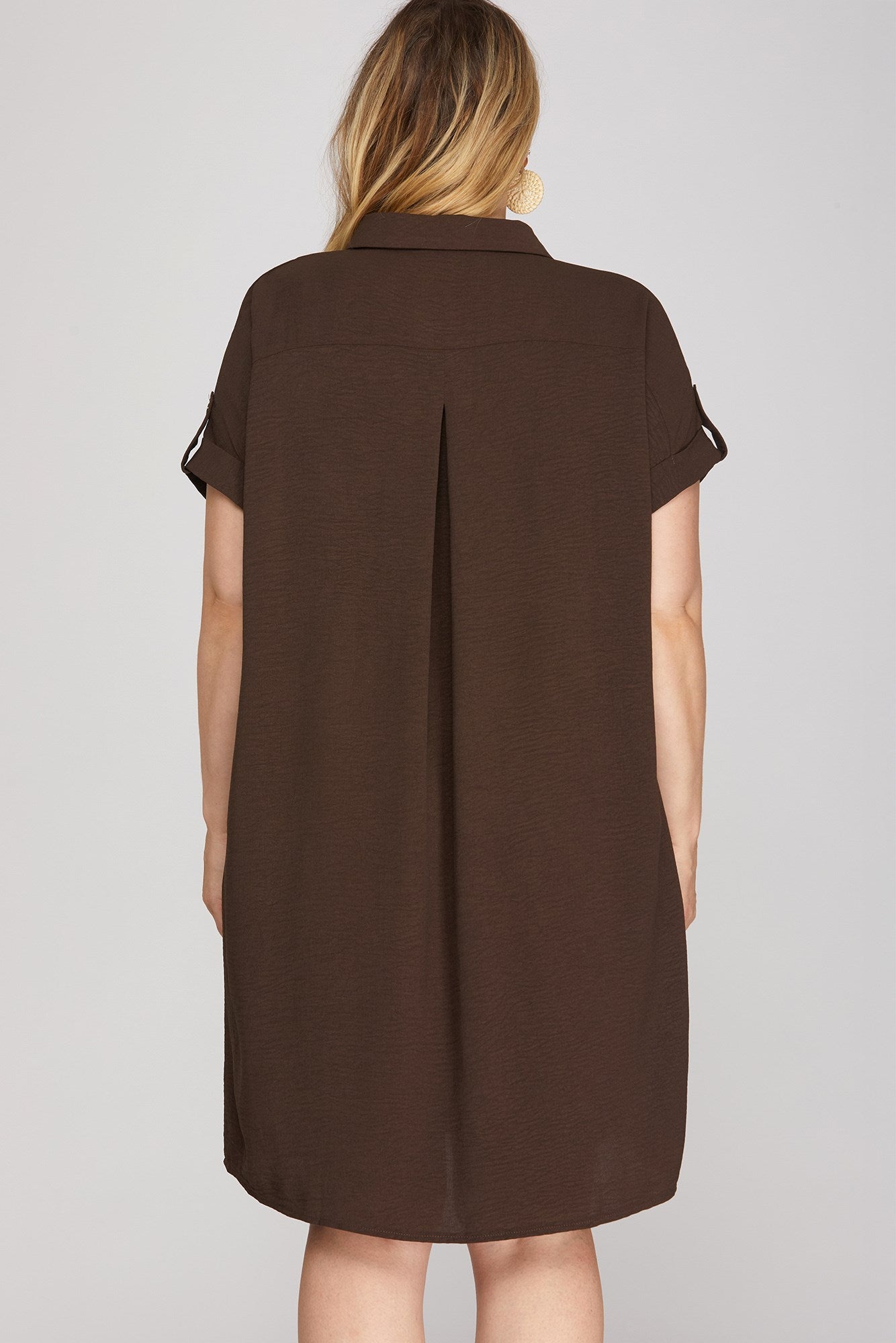 PLUS - BUTTON UP WOVEN SHIRT DRESS