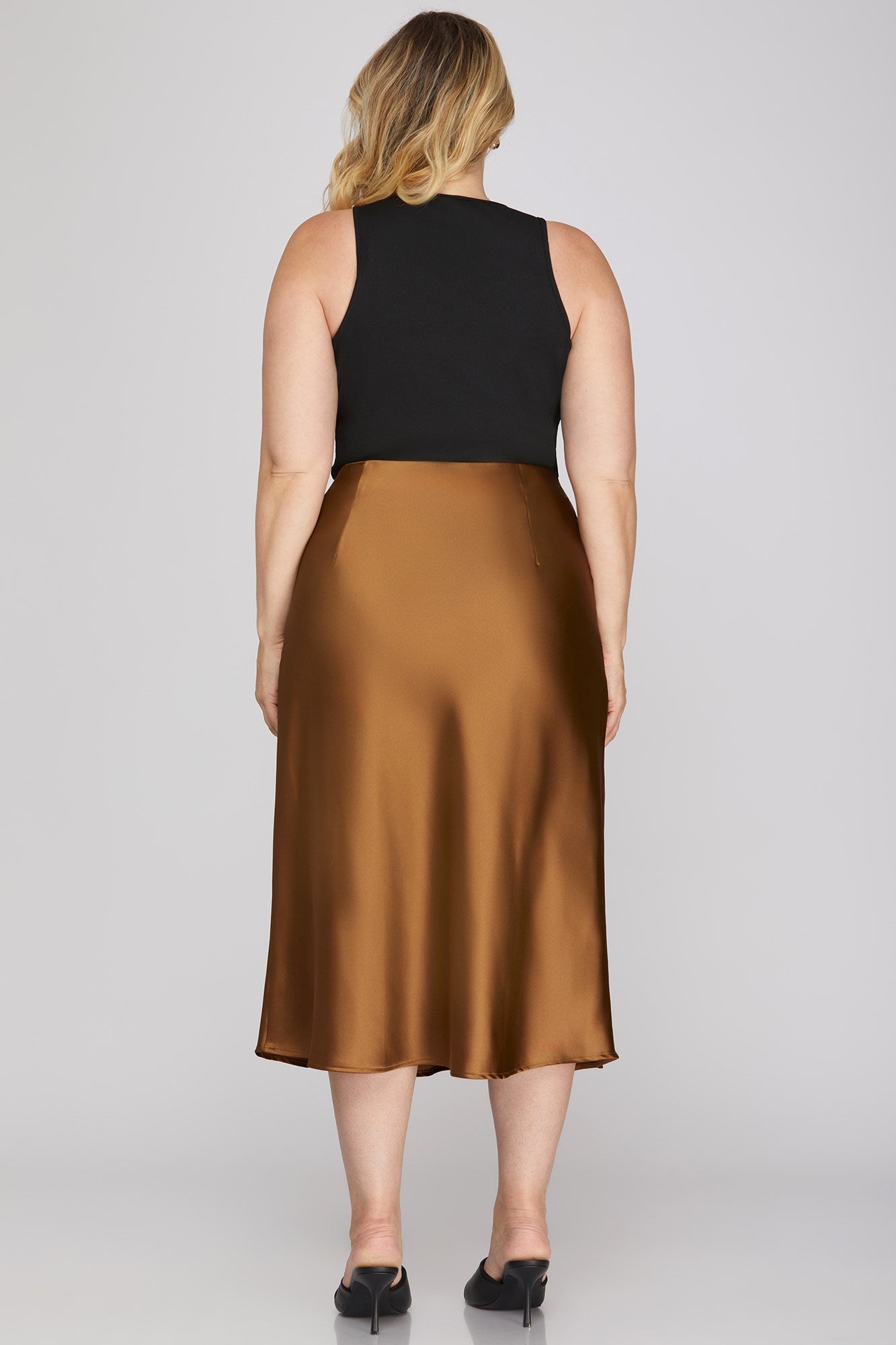 PLUS - SATIN BIAS MIDI SKIRT