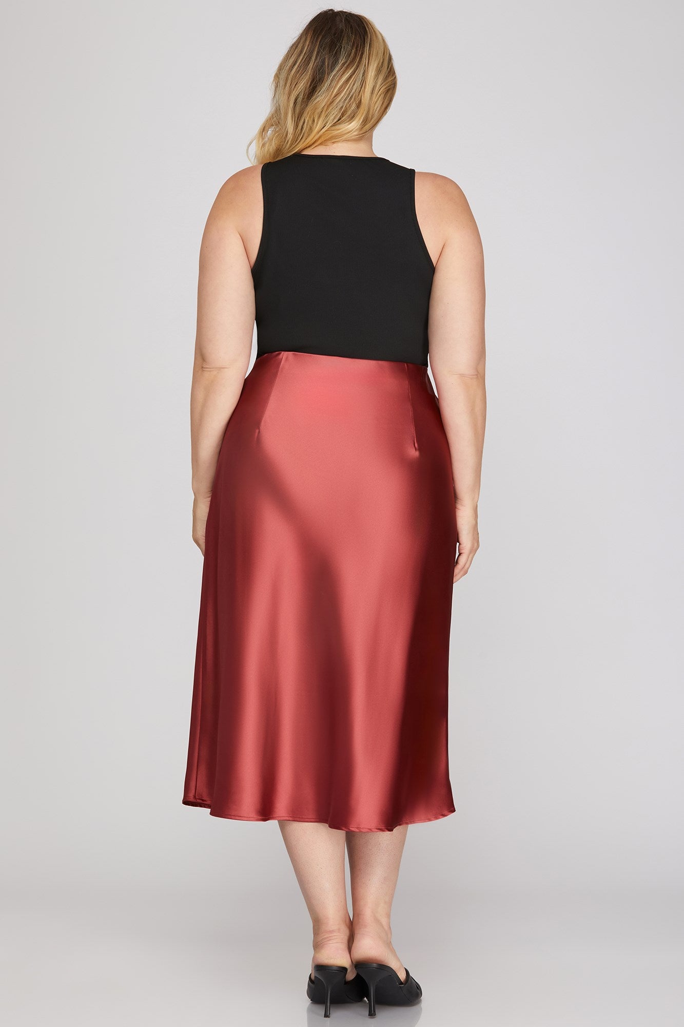 PLUS - SATIN BIAS MIDI SKIRT