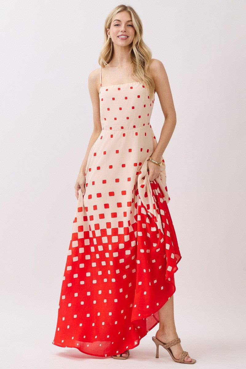 SAQUARE OMBRE PRINTED MAXI DRESS