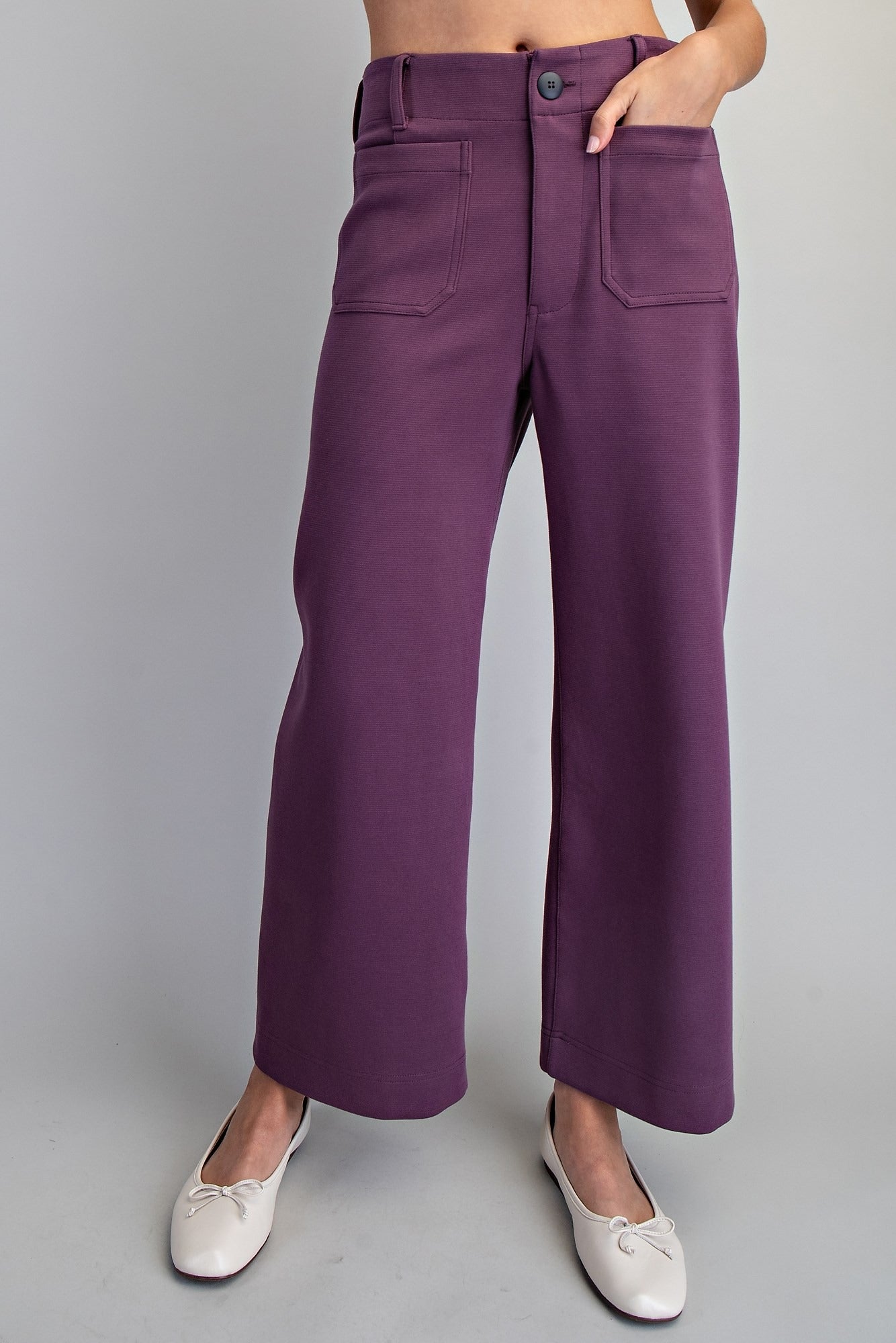 SOLID STRAIGHT LEG PANTS
