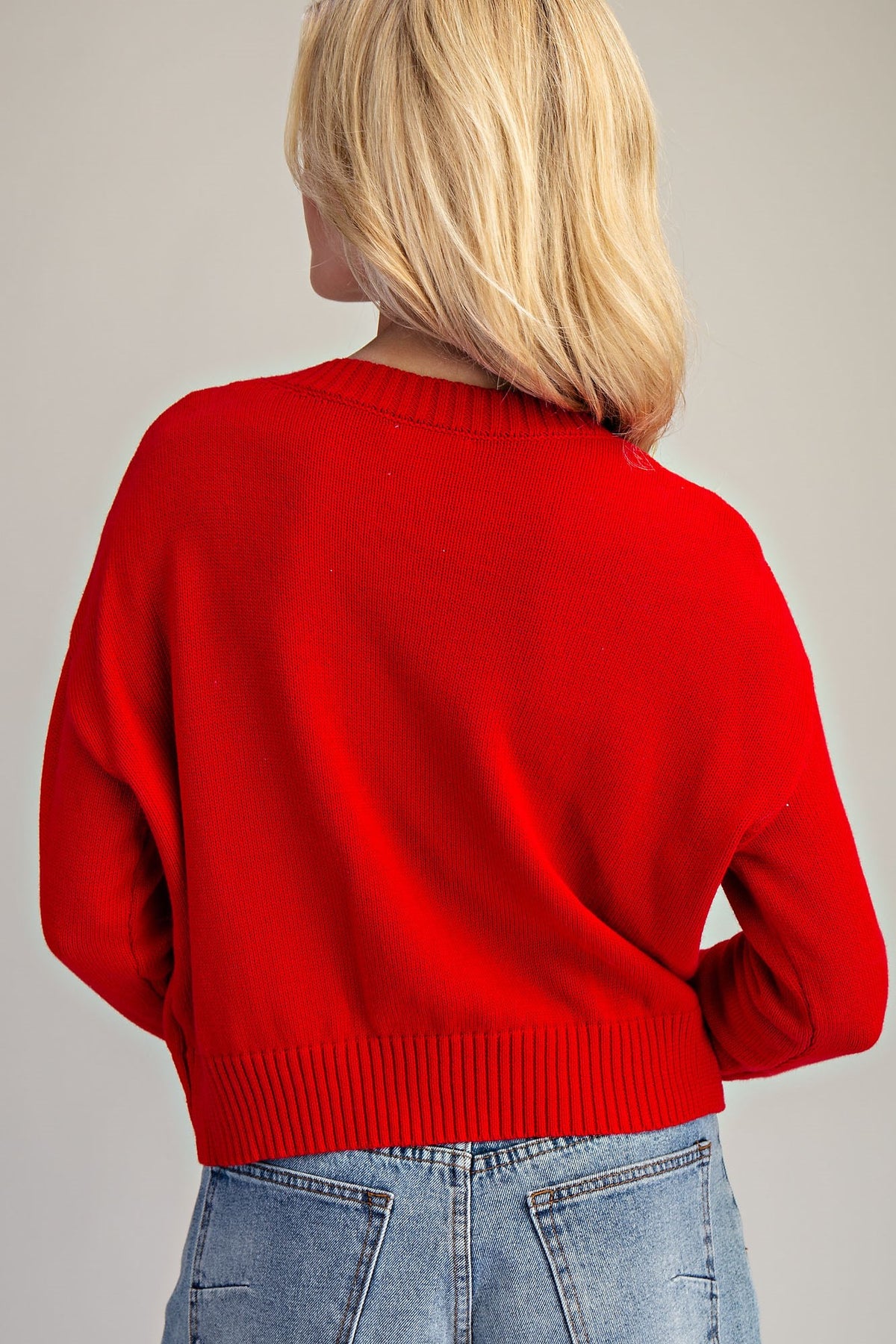 MERRY RIBBED HEM KNIT SWEATER