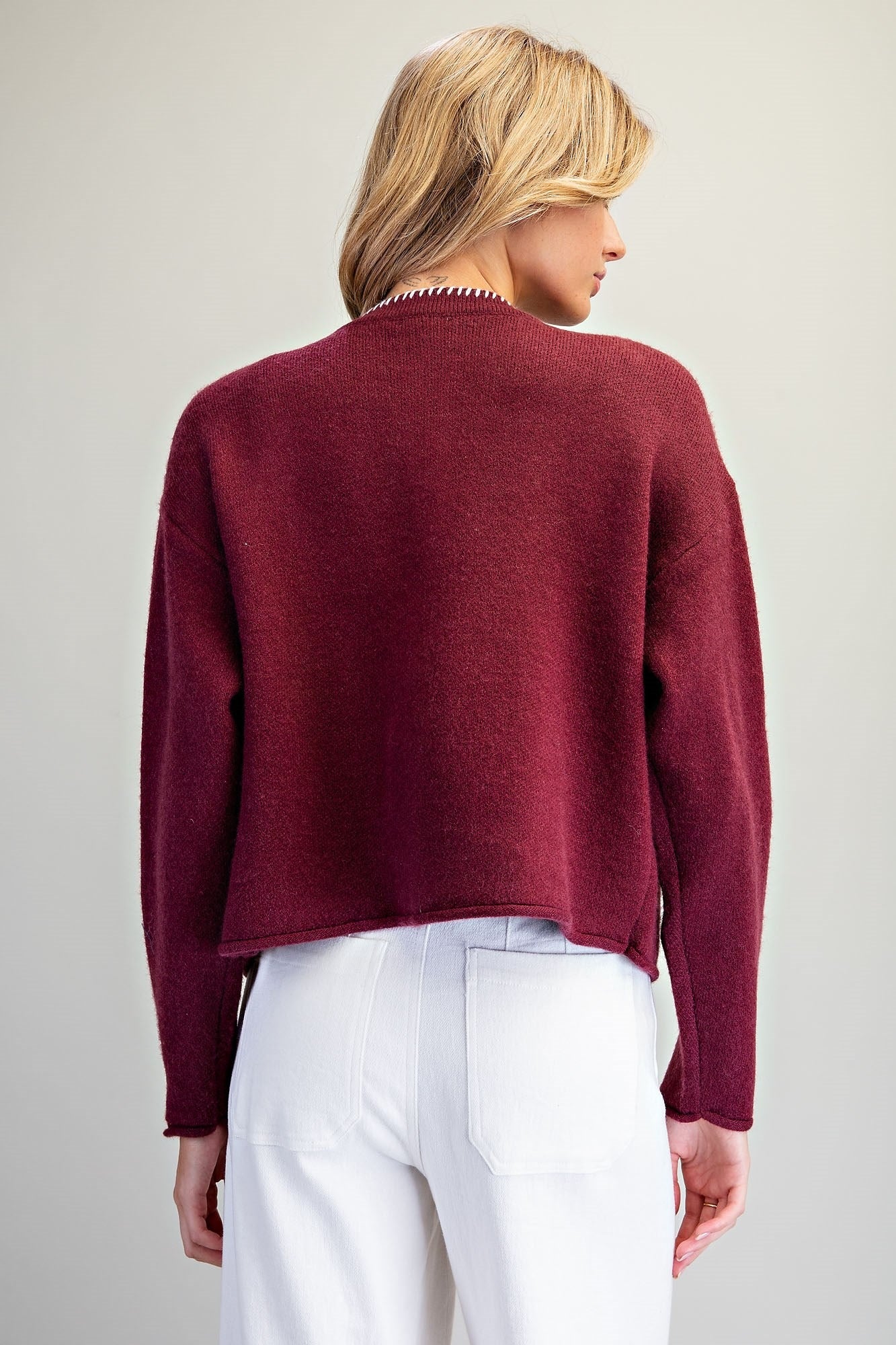 FLORAL EMBROIDERED WHIPSTITCH CARDIGAN