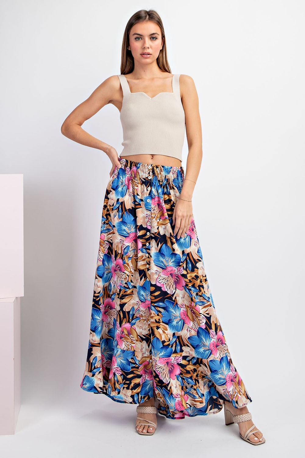 FLORAL PRINTED MAXI SKIRT