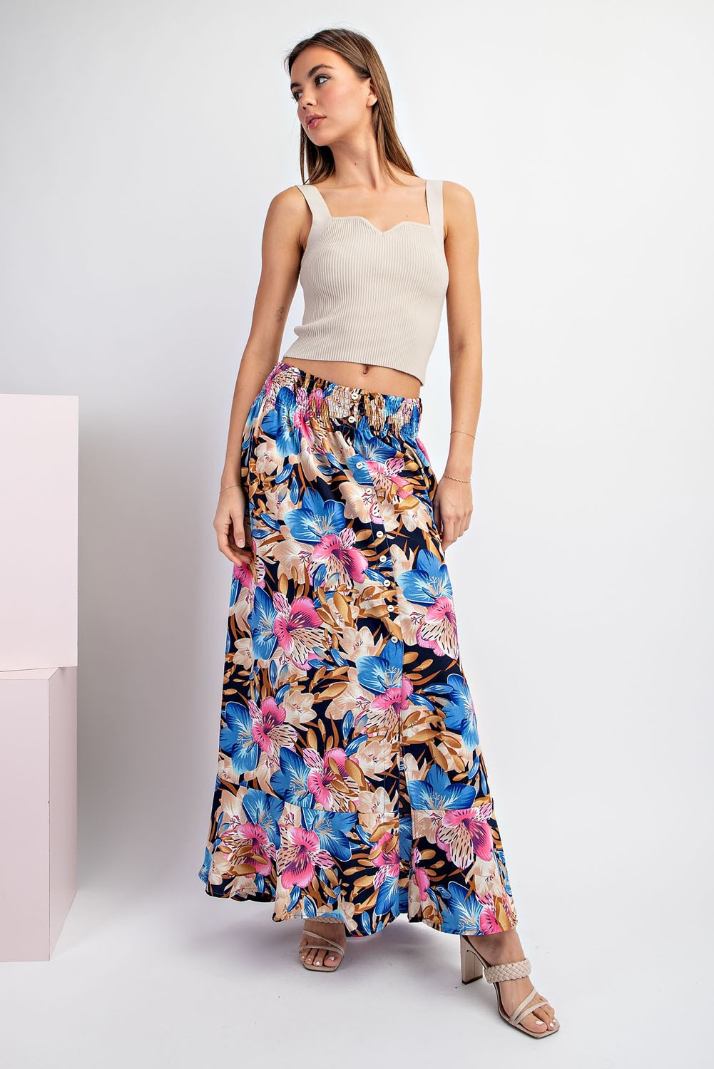 FLORAL PRINTED MAXI SKIRT